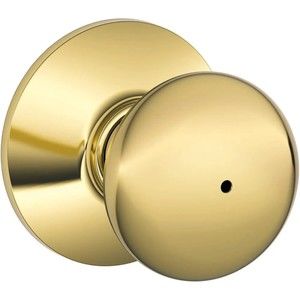 Schlage F40 V PLY 605 Plymouth Door Knob Bed & Bath Privacy Lock Bright Brass